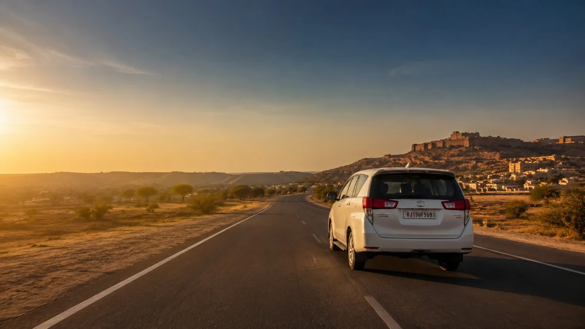 Rajasthan road at sunset